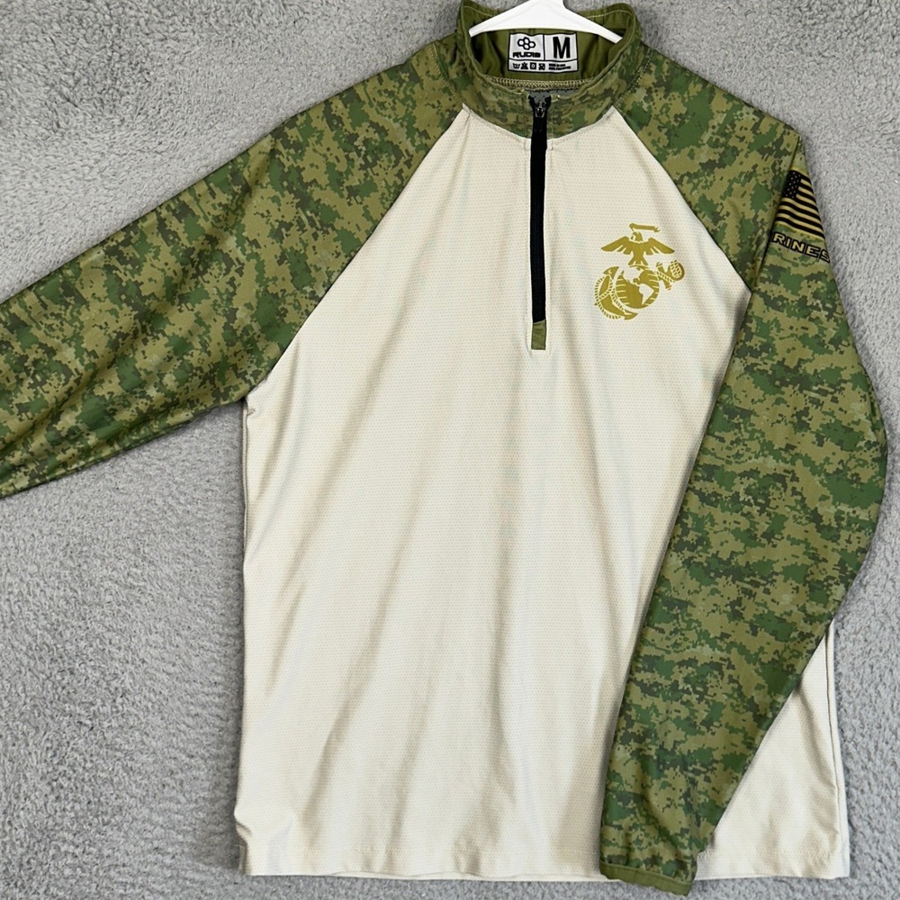 US Marines Rudis Pullover Mens Medium Cream Green Digital Camo USMC Long Sleeve